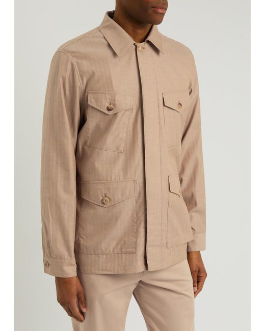 Paul Smith Natural Herringbone Cotton-Blend Overshirt for men