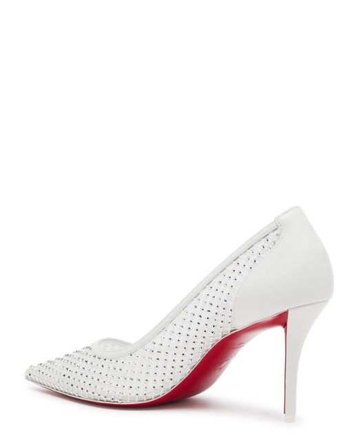 Christian Louboutin White Apostropha 80 Embellished Mesh Pumps