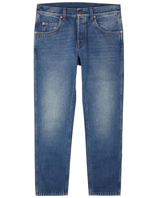 Gucci Blue Slim Tapered Cropped Jeans for men