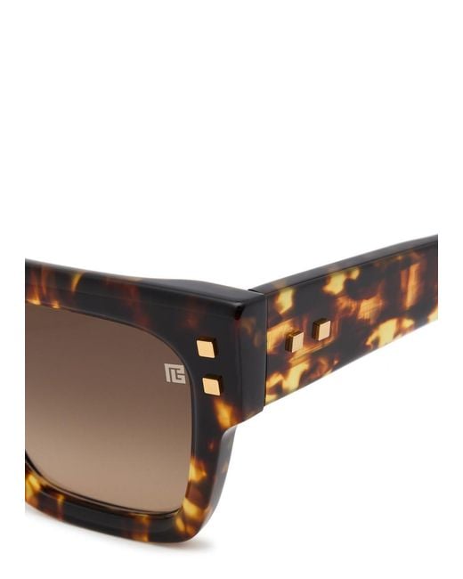 Balmain Brown B-Army Rectangle-Frame Sunglasses