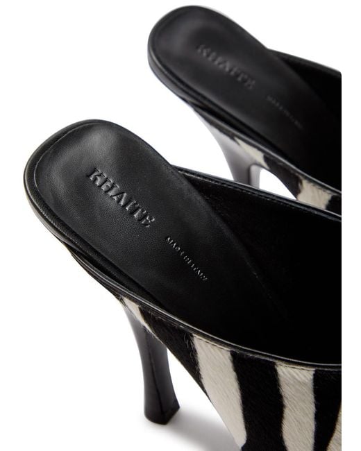 Khaite Black Colt 100 Zebra-Print Calf Hair Mules
