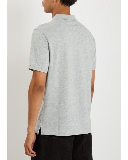 Gant Gray Logo-Embroidered Piqué Cotton Polo Shirt for men