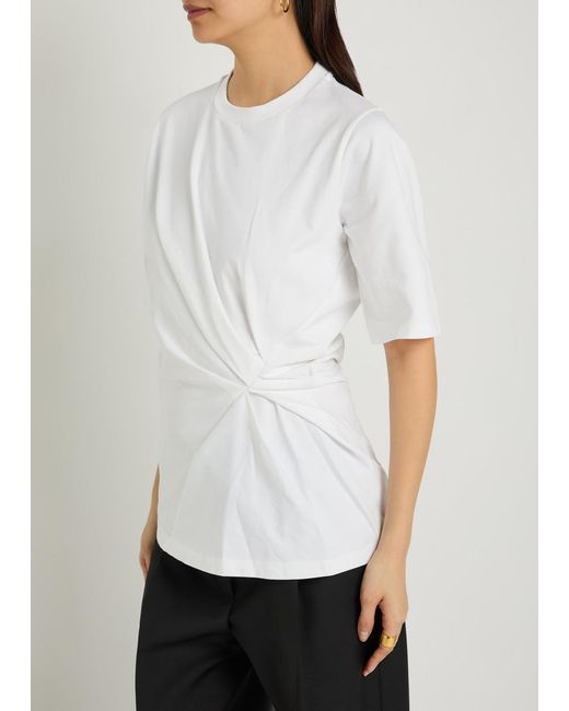 Rohe White Gathered Cotton T-Shirt