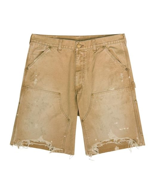 SAINT Mxxxxxx Natural Distressed Canvas Shorts for men