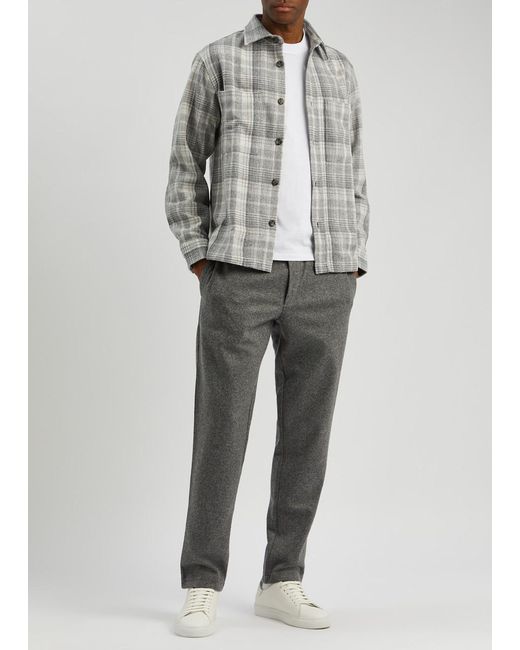 NN07 Gray Frode Plaid Wool-blend Overshirt for men