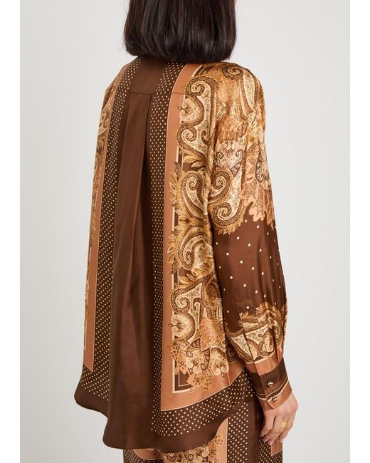 Zimmermann Brown Luna Printed Silk Shirt
