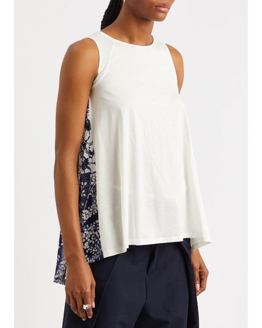 High White With Grace Lace-panelled Cotton Top