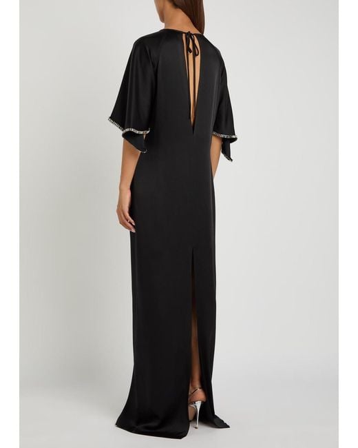 Stella McCartney Black Embellished Satin-Crepe Maxi Dress