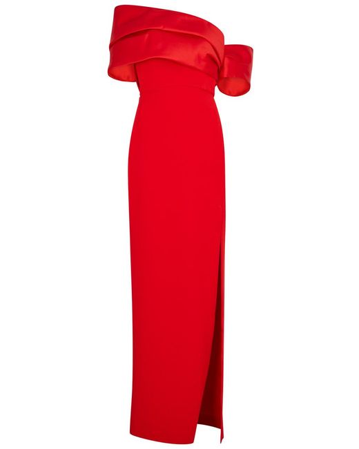 Solace London Red Alexis Off-the-shoulder Gown