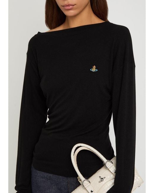 Vivienne Westwood Black Hebo Asymmetric Long-Sleeve Knit Top