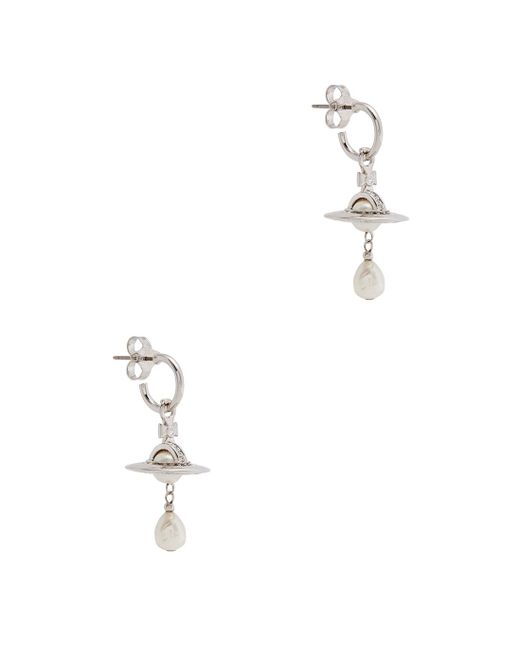 Vivienne Westwood White Aleksa Orb-embellished Hoop Earrings