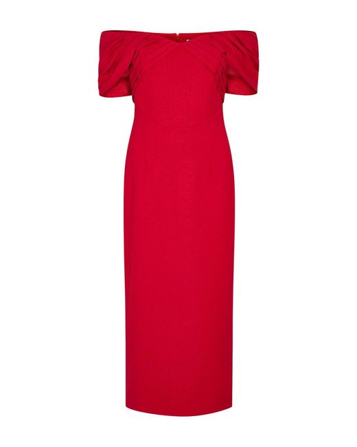 Rebecca Vallance Red Chiara Off-the-shoulder Midi Dress