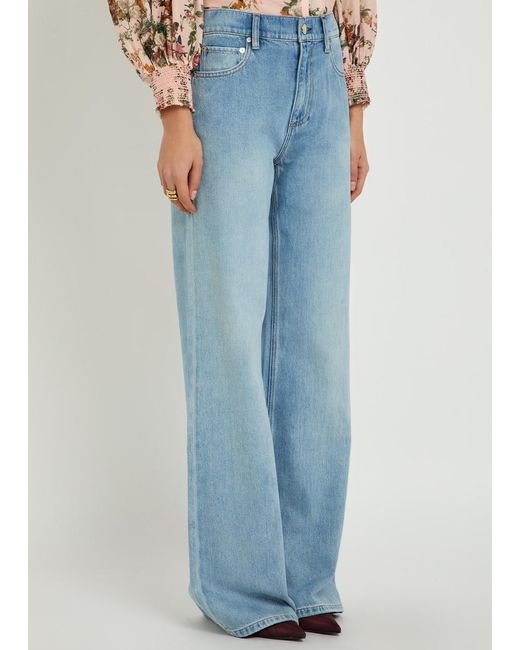 Alice + Olivia Blue Chic Wide-Leg Denim Jeans