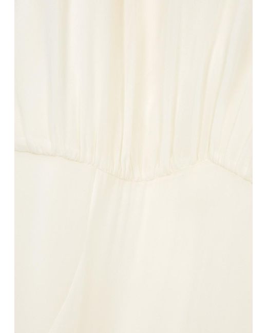 De La Vali White Agua Silk-Chiffon Maxi Dress