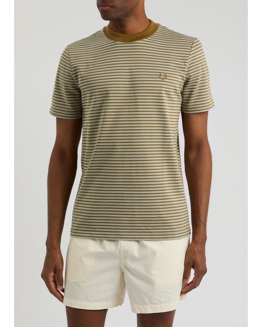 Fred Perry Multicolor Striped Logo-Embroidered Cotton T-Shirt for men