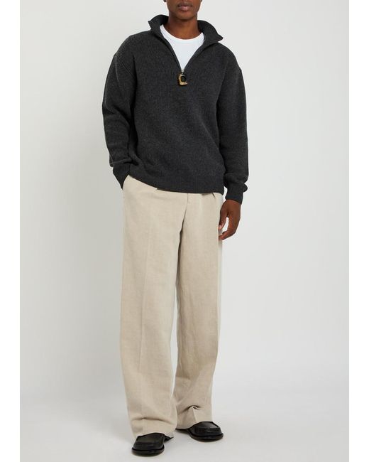 J.W. Anderson Natural Pleated Wide-Leg Linen-Blend Trousers for men