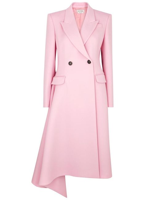 Alexander McQueen Pink Double-breasted Asymmetric Wool Coat
