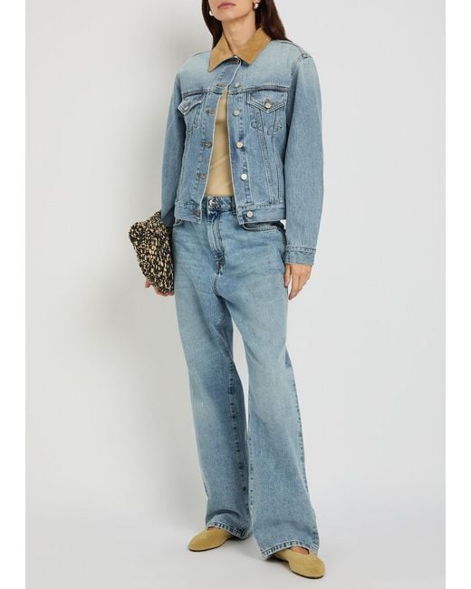 Rohe Blue Suede Collar Denim Jacket
