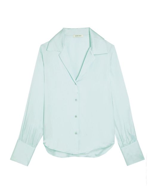 Anine Bing Blue Bethany Silk-Blend Shirt