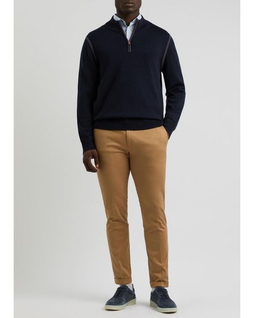 Paul Smith Blue Wool Half-Zip Jumper for men
