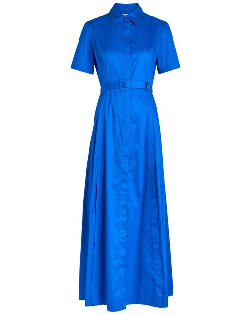 Evi Grintela Nicole Belted Cotton-Poplin Maxi Dress in Blue | Lyst