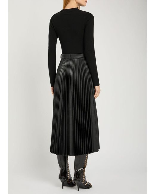 Jonathan Simkhai Black Abilene Belted Knit And Faux Leather Midi Dress