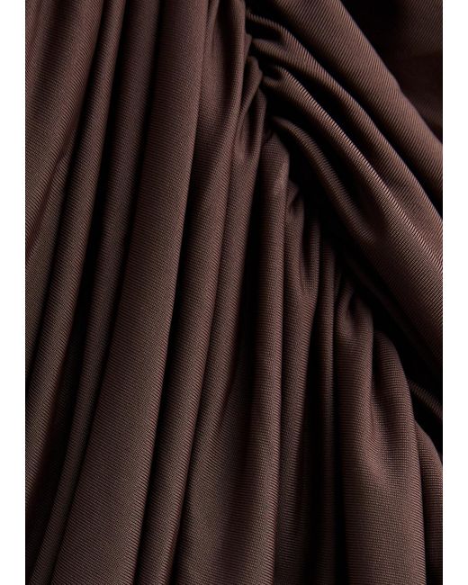 De La Vali Ravenna Draped Stretch-Jersey Mini Dress in Brown | Lyst