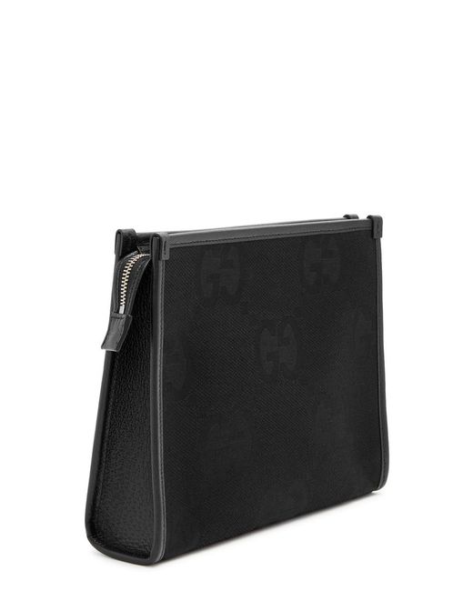 Gucci Black Gg Jumbo Monogrammed Canvas Pouch for men
