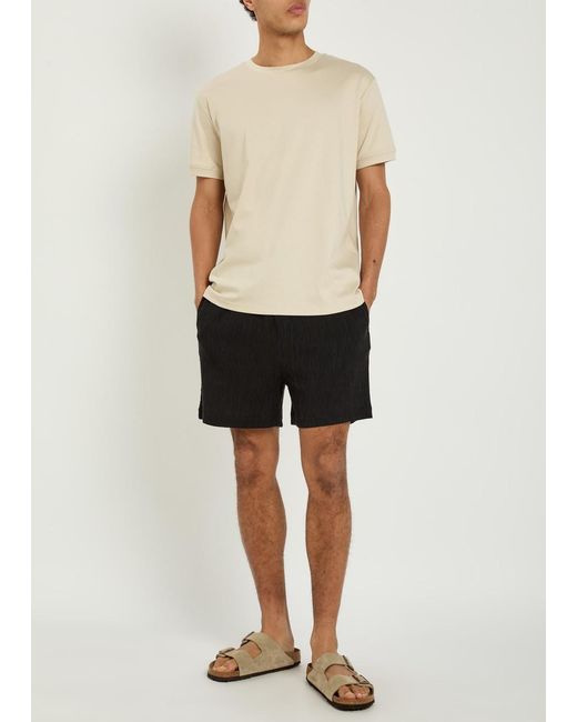 Raith Black Silvano Crinkled Cotton Shorts for men