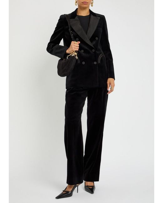 Blazé Milano Black Everyday Double-Breasted Velvet Blazer Uk10