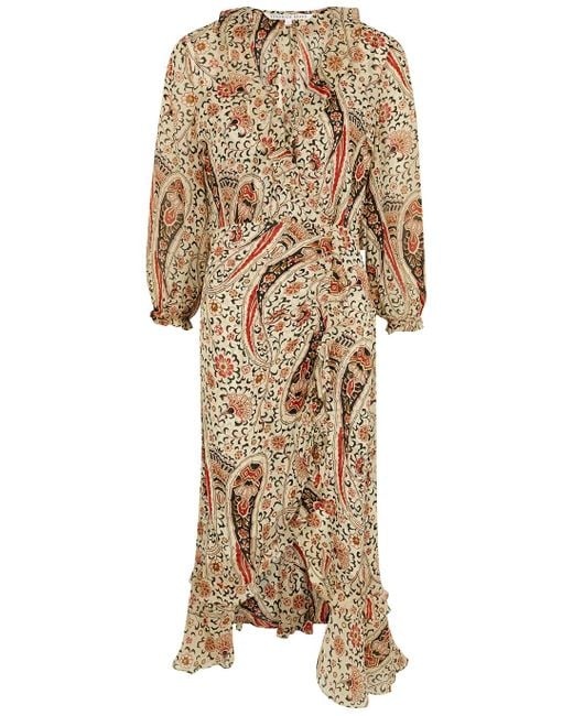 Veronica Beard Brown Derby Printed Silk-chiffon Midi Dress