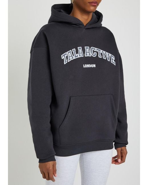 Tala Blue Logo-Embroidered Hooded Cotton-Blend Sweatshirt