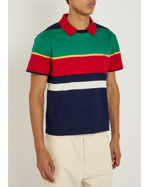 Versace Blue Striped Layered Cotton T-Shirt for men
