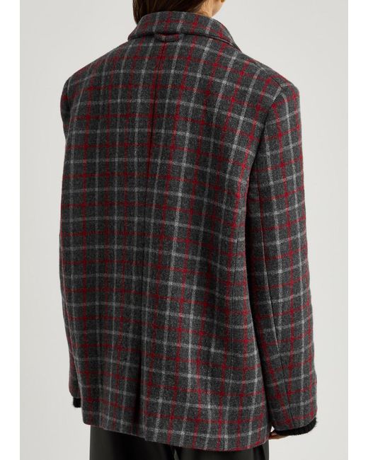 Kassl Black Checked Double-Breasted Wool-Blend Jacket