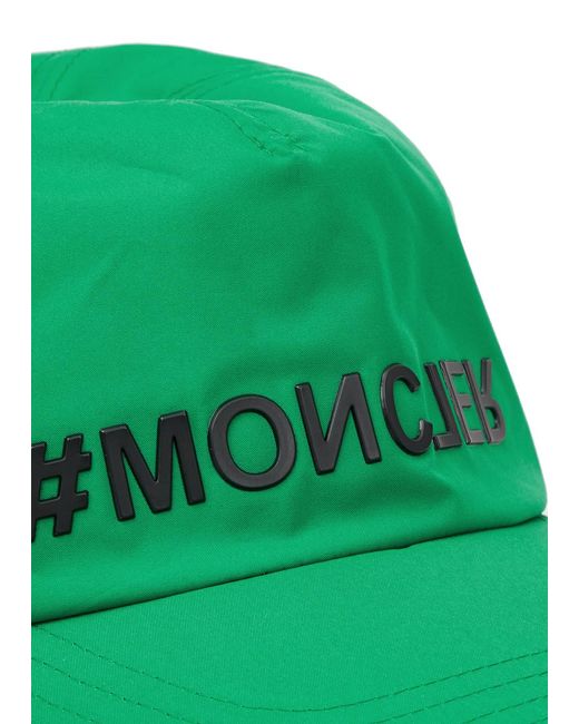 3 MONCLER GRENOBLE Green Logo Shell Cap for men