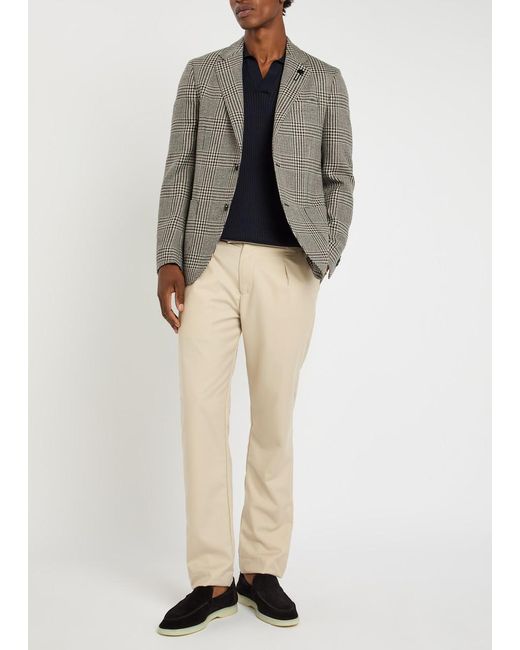 Lardini Gray Houndstooth Wool And Silk-Blend Designer Blazer Uk40 for men