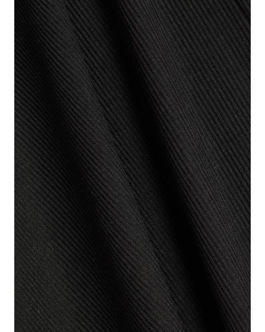 Tala Black Fold Over Flared-Leg Stretch-Modal Trousers