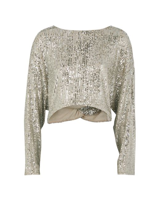 In the mood for love Gray Coco Cropped Sequin Top