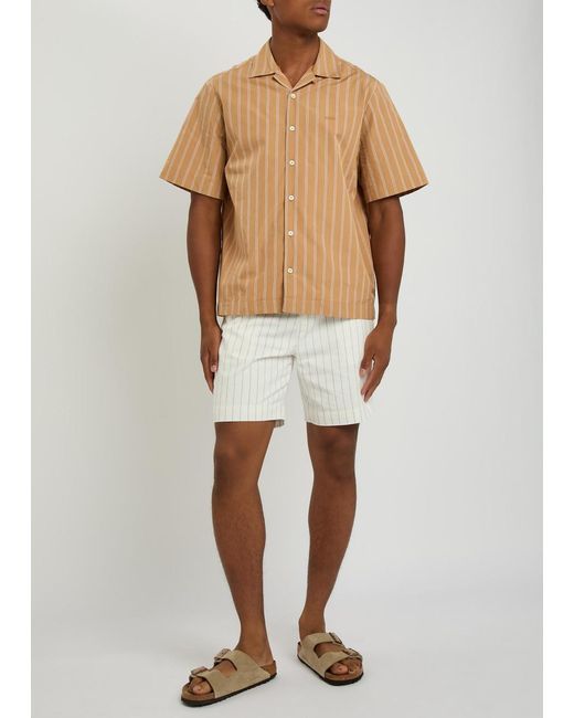 A.P.C. Natural Beckett Logo-Embroidered Striped Cotton-Poplin Shirt for men