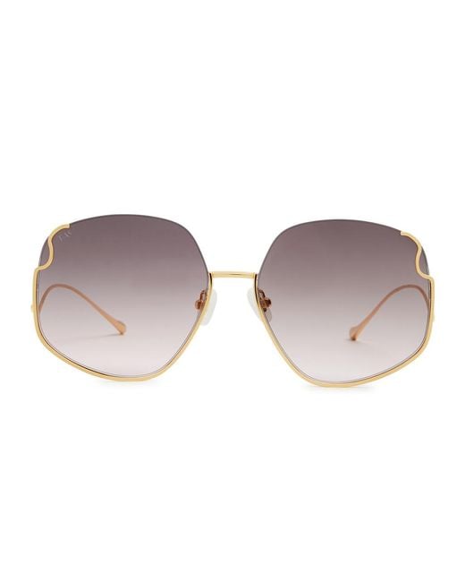 For Art's Sake Metallic Drape 18kt -plated Butterfly-frame Sunglasses
