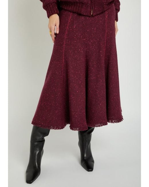 Gabriela Hearst Purple Amy Speckled Wool And Cashmere-Blend Midi Skirt