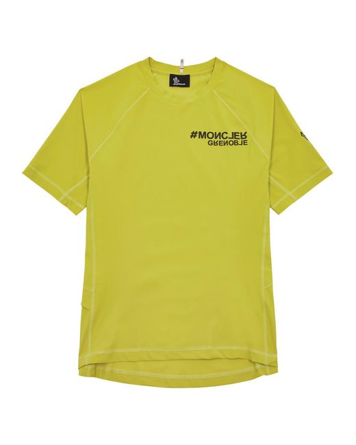 3 MONCLER GRENOBLE Yellow Day-namic Logo Stretch-jersey T-shirt for men
