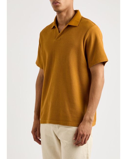 FRAME Orange Waffle-Knit Cotton Polo Shirt for men