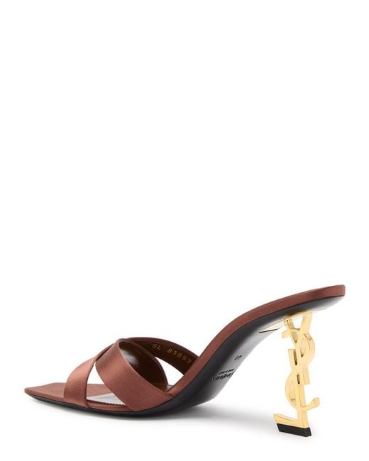Saint Laurent Brown Opyum 85 Logo Satin Mules