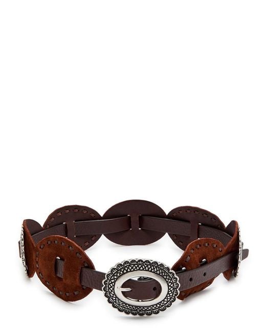 Andersons Brown Embellished Suede Concho Belt