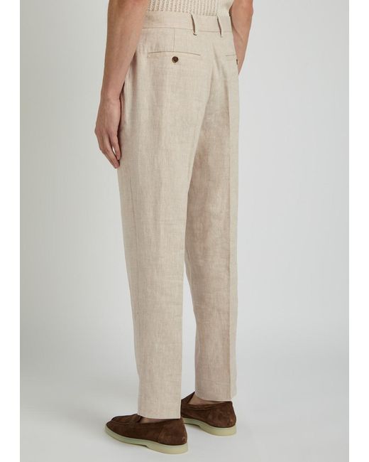 Wax London Natural Aubyn Tapered-Leg Linen Trousers for men