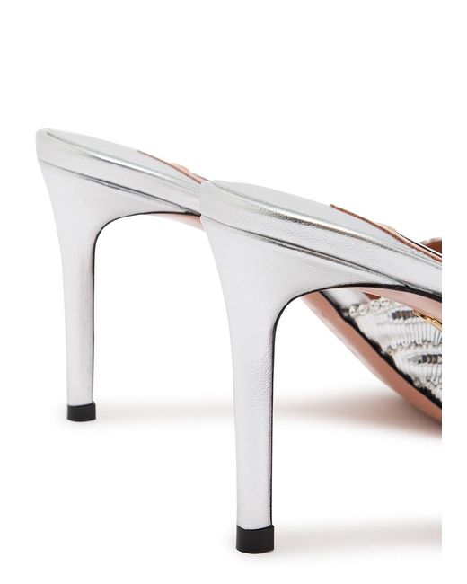 Aquazzura Ce Soir 75 Metallic Leather Mules