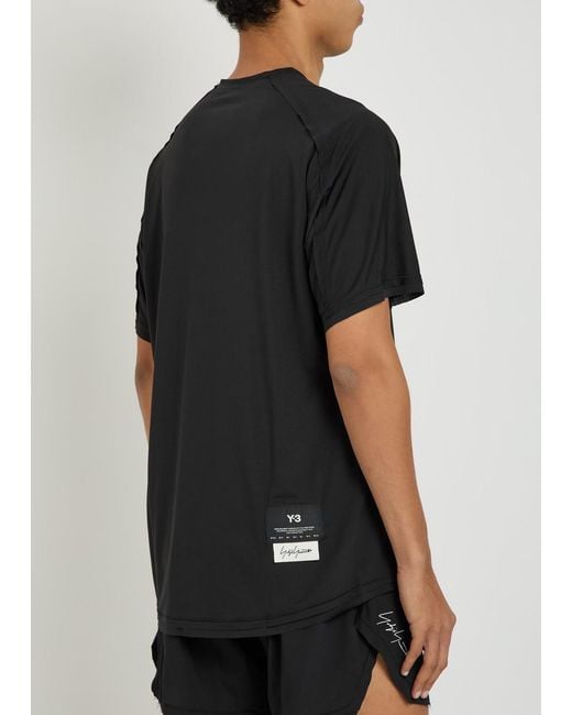 Y-3 Black Logo-Appliquéd Jersey Running T-Shirt for men