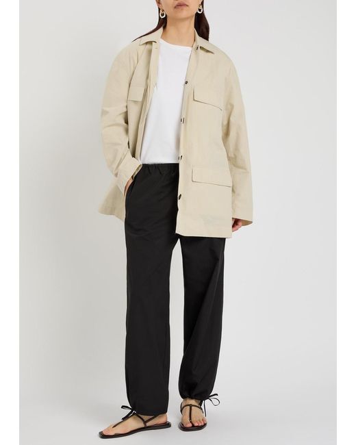 Totême Natural Drawstring Cotton-Blend Poplin Jacket