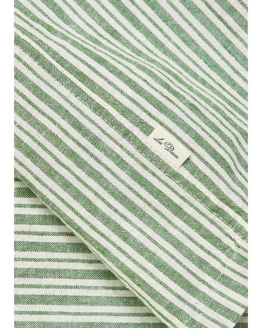 Les Deux Green Striped Cotton And Linen-Blend Shirt for men